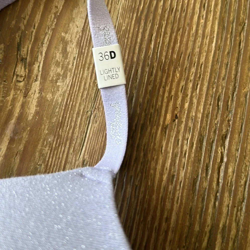 PINK wear everywhere lightly lined wireless bra in lilac sparkle 36D